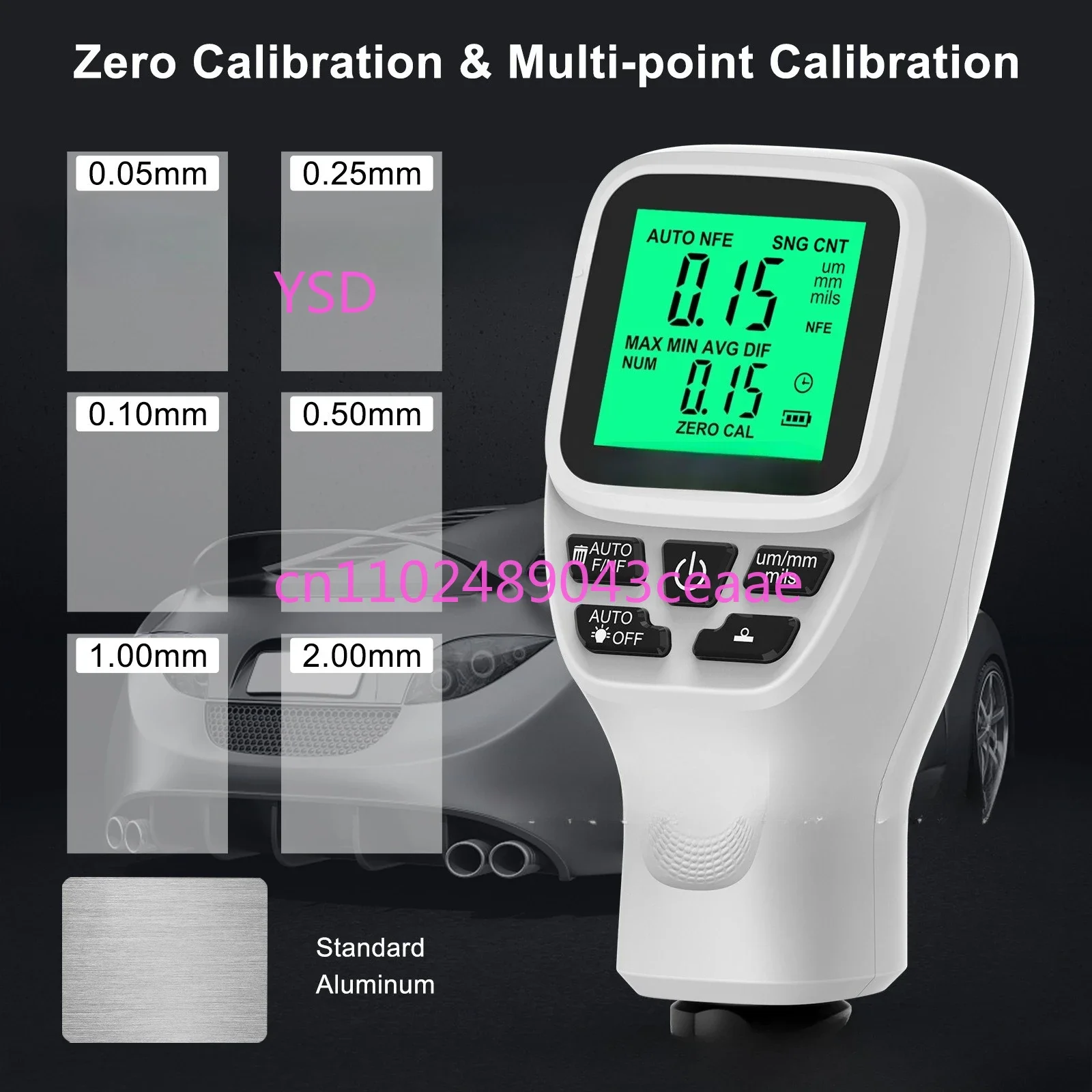 Industrial Automotive Anti-skid Paint Film Detector Coating Thickness Gauge Measurement Tool