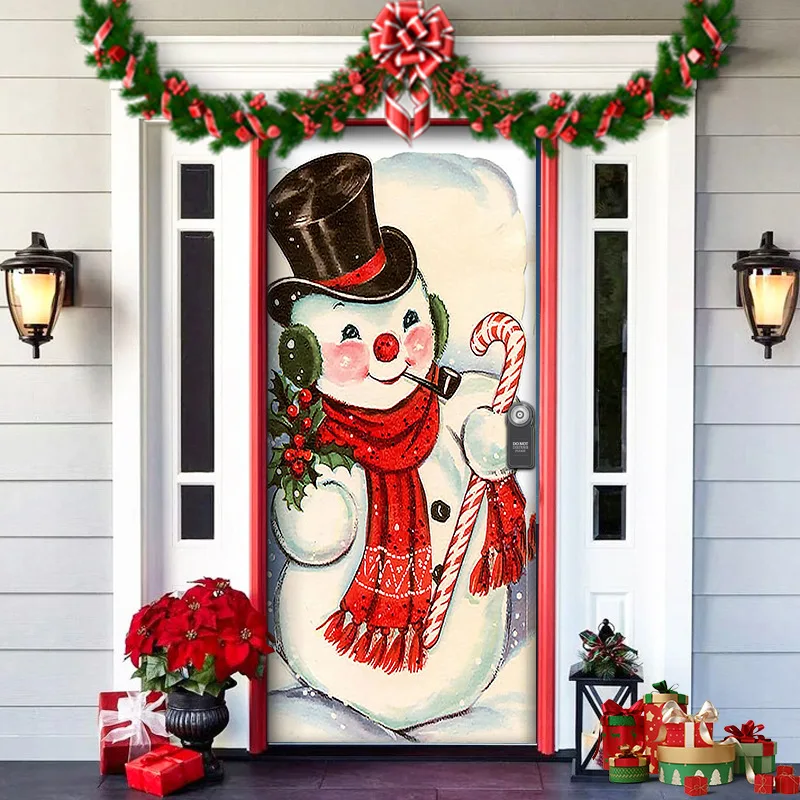 Nightmare Before Christmas Outdoor Decorations Christmas Door Cover Decorative Hanging Cloth Holiday Party Atmosphere Curtain