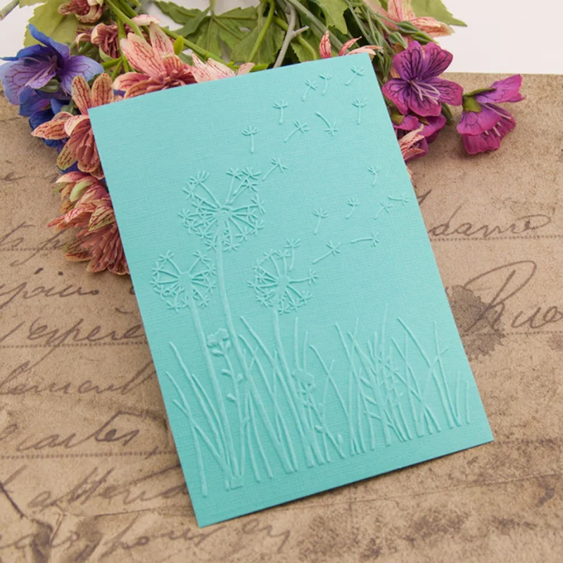 10.5*14.8cm dandelion plástico bump gravação modelo diy scrapbook diário fondant indentação bolo álbum cartão fazer estênceis