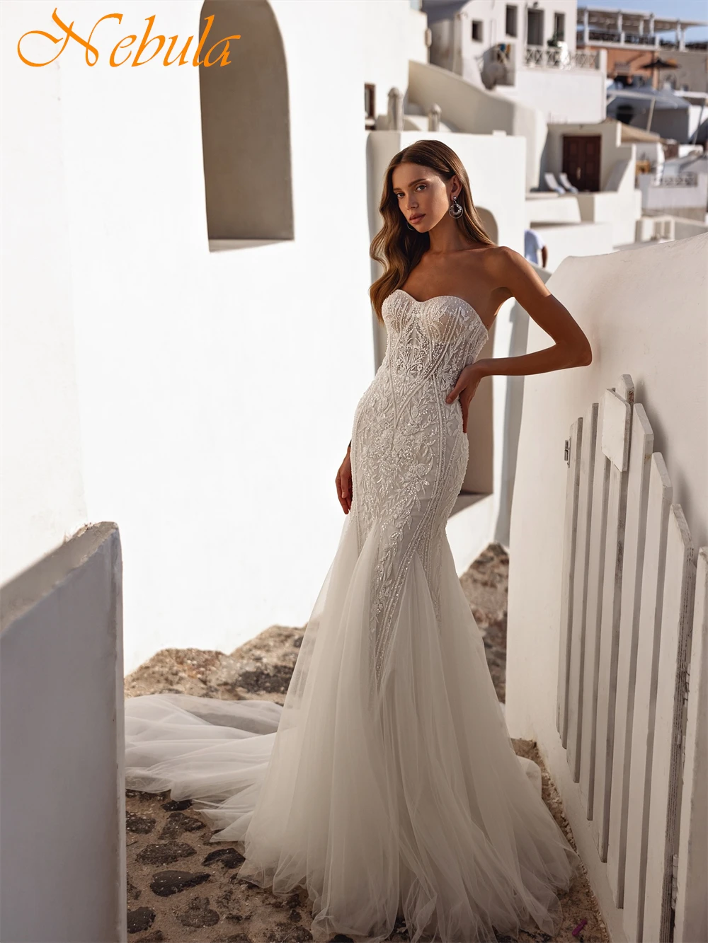 Vestido De Novia De Organza blanco bohemio personalizado, vestidos De Novia elegantes sin mangas con forma De corazón, Vestido De Novia suave con cola De corte De sirena