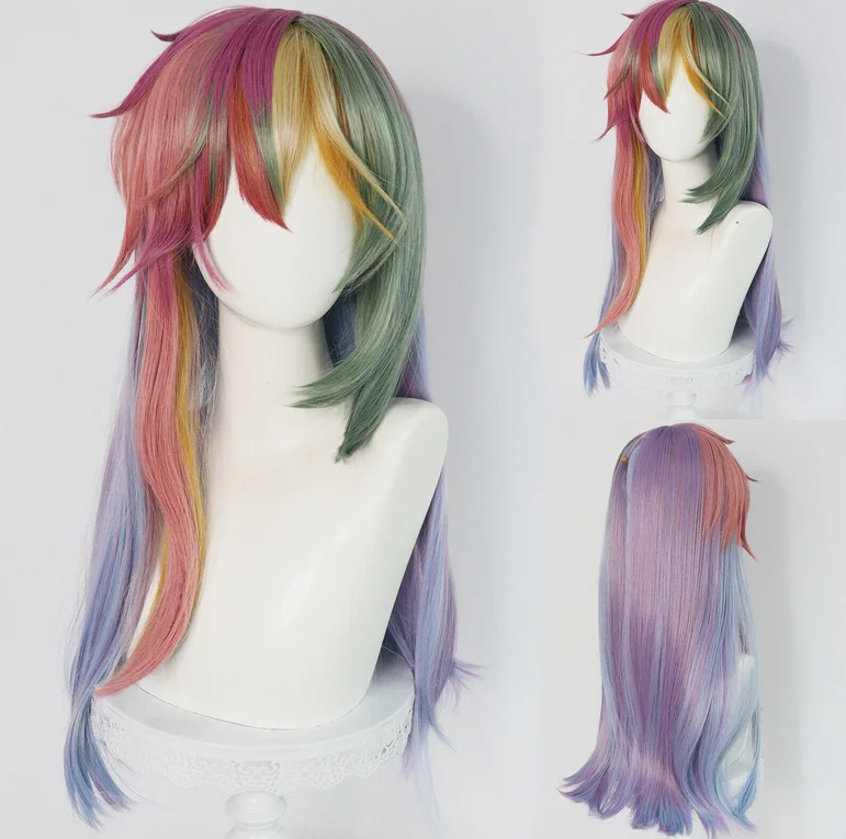 Rainbow Dash Cosplay Wigs Long Hair Halloween Christmas Role Play Costume Wigs