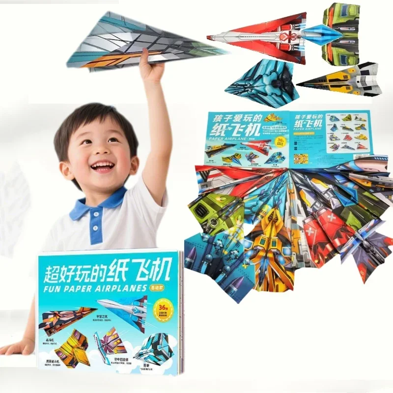 36-teiliges DIY-Origami-Flugzeug-Bastelset in Vollfarbe, Puzzle-Spielzeug zum Trainieren der praktischen Fähigkeiten, Geburtstagsgeschenk