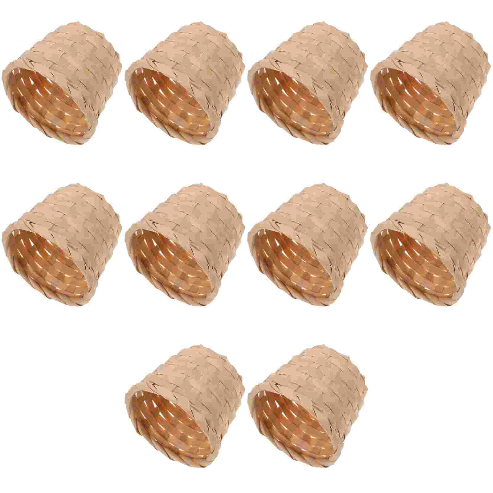 

10 Pcs Fruit Basket Mini Bamboo Storage Decorate Artificial Flower Arrangement Woven Centerpieces for Tables Office Trash Can