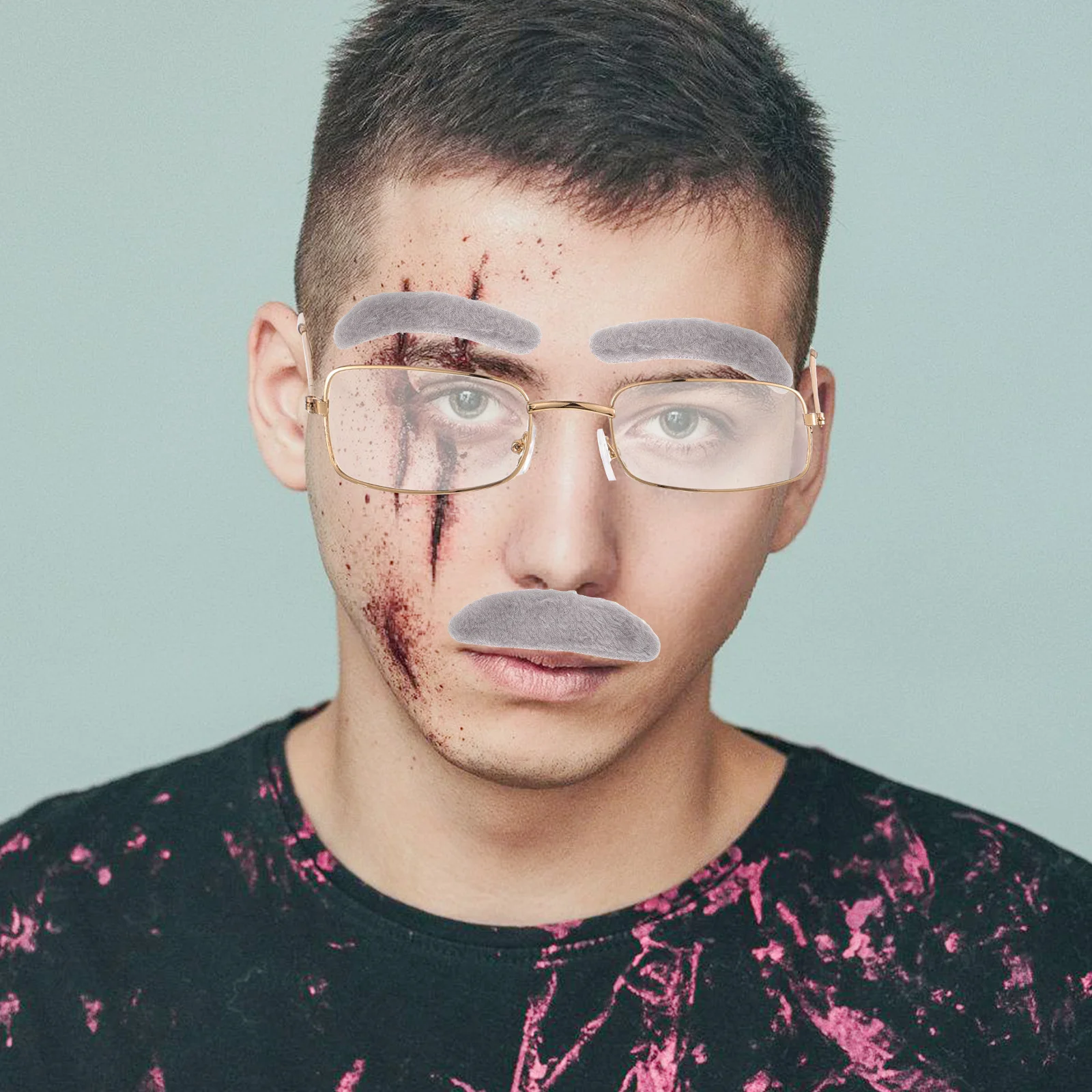 1Set Alter Mann Bart Augenbrauen Gläser Kostüm Set Realistische Opa Zubehör für Halloween Rolle Spielen Gefälschte Augenbrauen