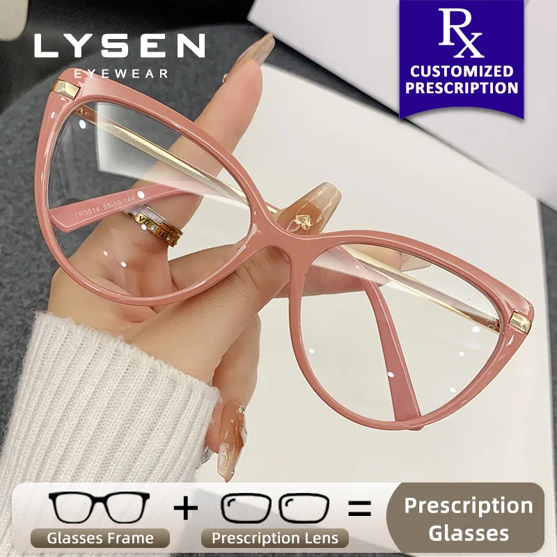 

LYSEN Fashion Cat Eye Myopia Photochromic Glasses Blue Light Blocking Myopia Prescription Eyeglasses Progressive Reading Glasses