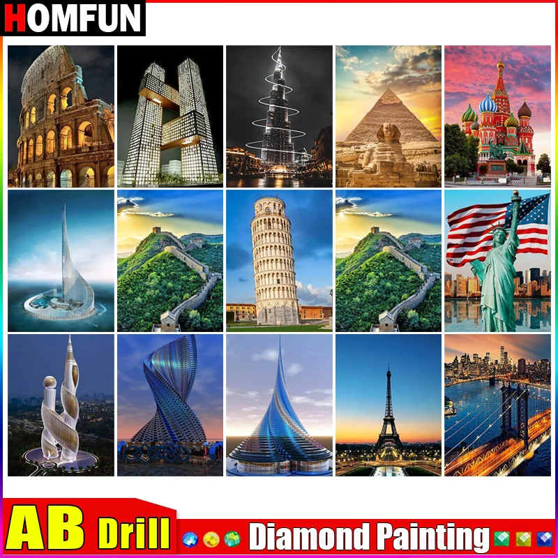 Набор для алмазной вышивки HOMFUN AB 5D, набор для рукоделия «Дом пейзаж с замком», алмазная живопись «сделай сам», вышивка крестиком, украшение для дома, подарок