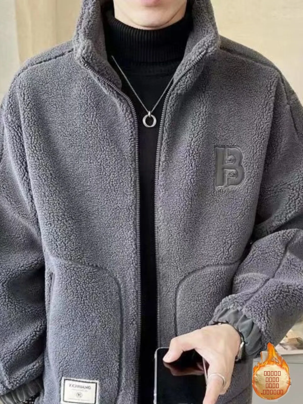 

New Men's Cotton Jacket Particle Fleece Thickened Fashionable Autumn Winter Casual Loose Fit Youth Outerwear