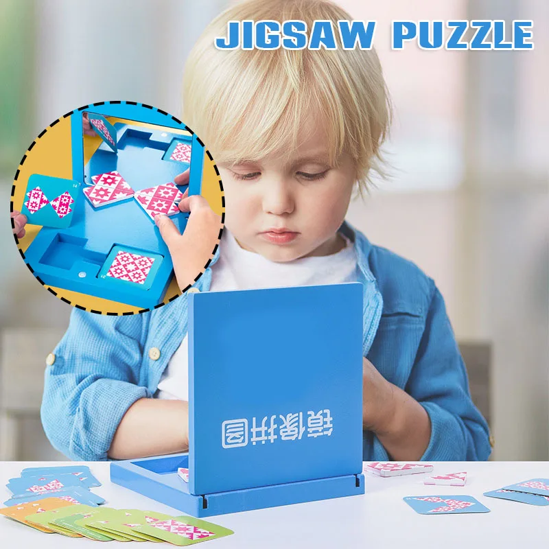 Espelho imagem quebra-cabeça de madeira geometria lógica jogo formas reconhecimento cedo brinquedo educativo presente para crianças