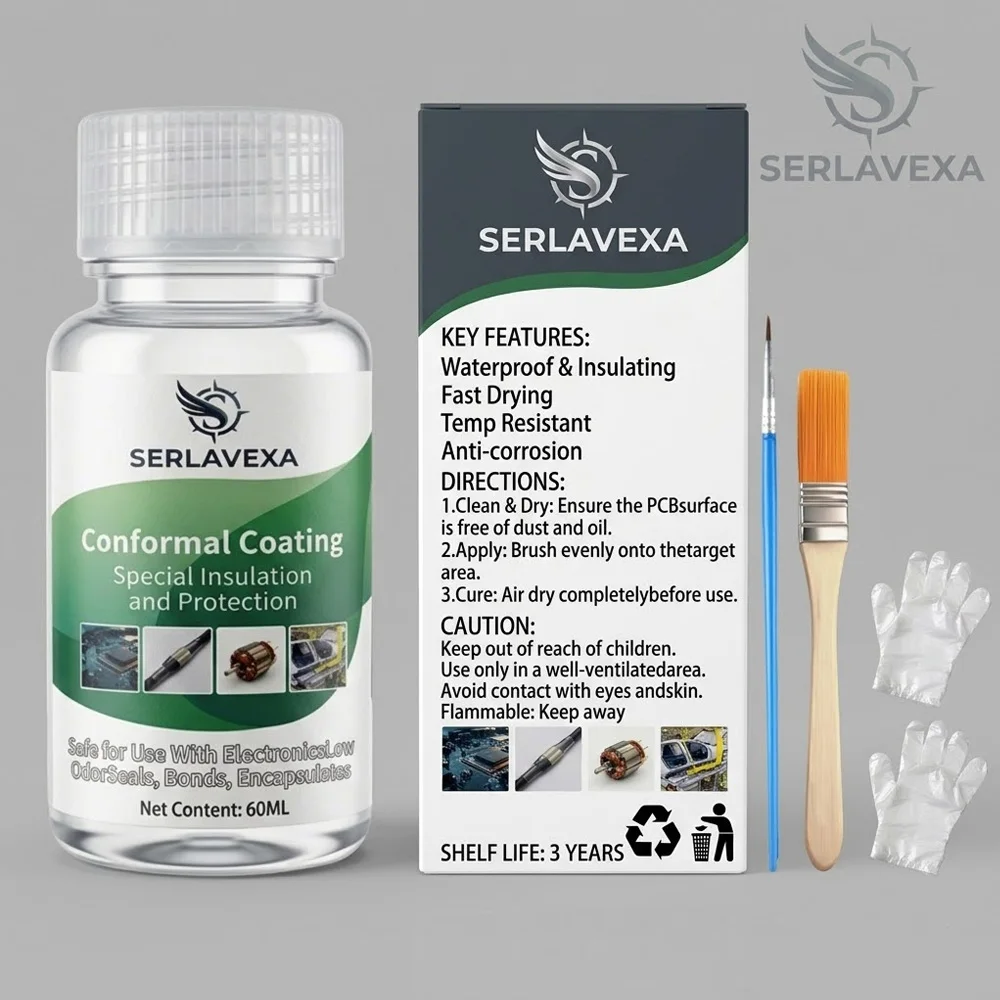 Waterproof Conformal Coating Kit for Electronics, Salt Spray Resistant & Flame Retardant PCB Insulating Paint with Brushes