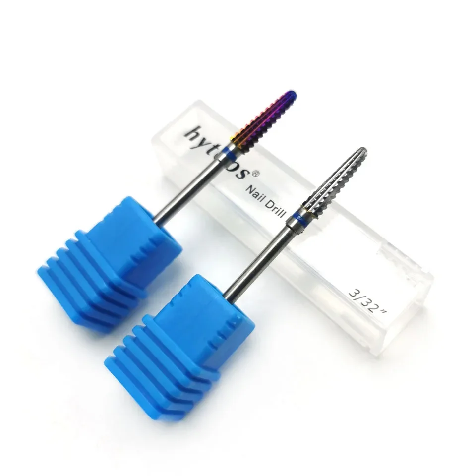 HYTOOS Cone Cuticle Clean Nail Bit 3/32" Carbide Nail Drill Bits Rotary Milling Cutters for Manicure Nails Accessories Tool