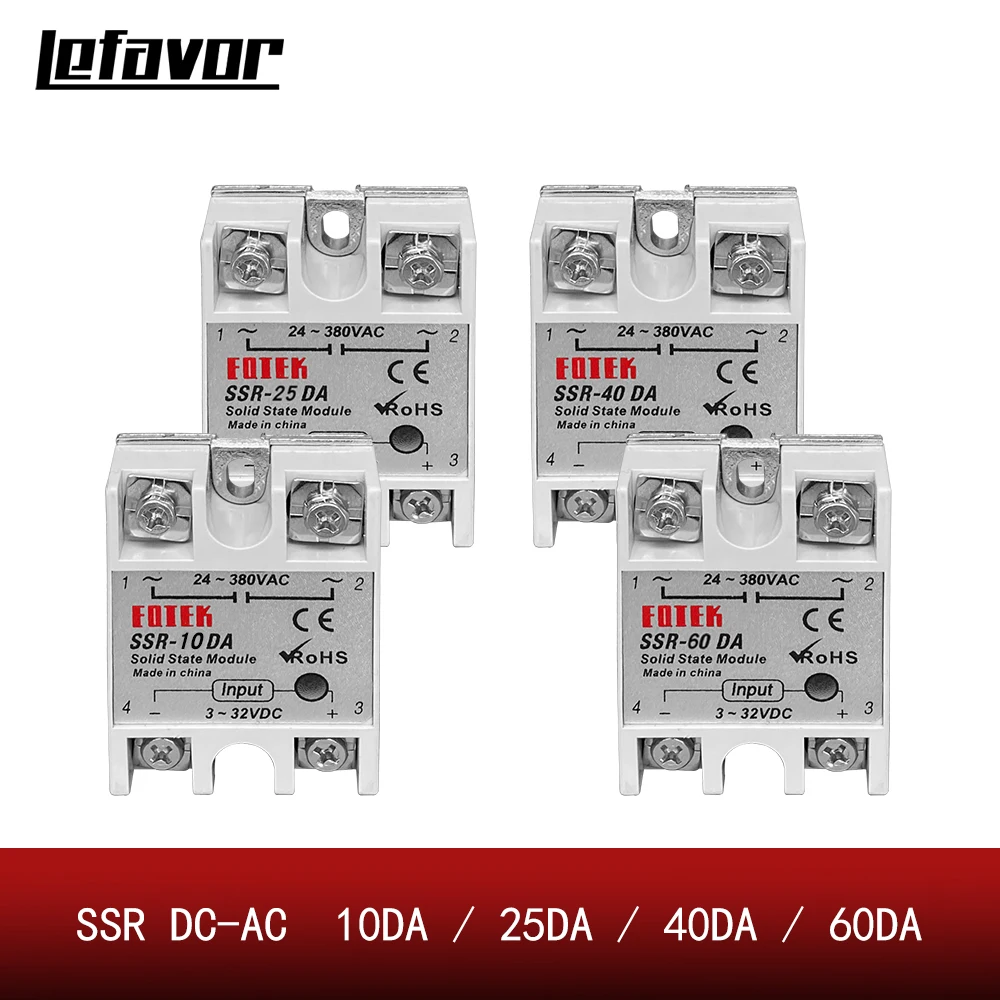 Solid State Relay SSR 10DA 25DA 40DA DC Control AC White Shell Single Phase Without Plastic Cover 3-32V Input DC 24-380V AC Outp