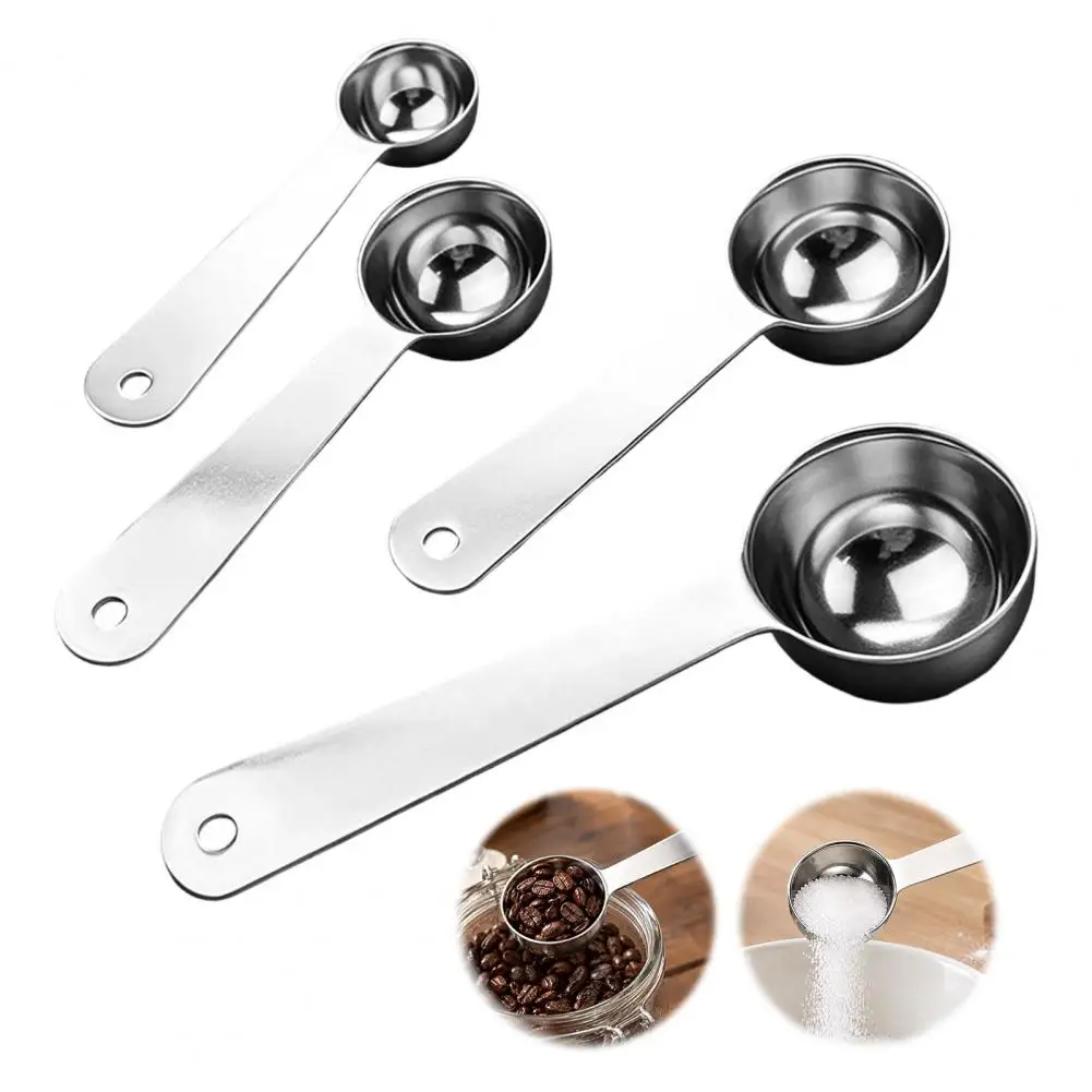 Dry Liquid Ingredients Kitchen Measuring Set 304 Stainless Steel Measuring Spoons Set Round Scoop for Coffee Spices Mirror