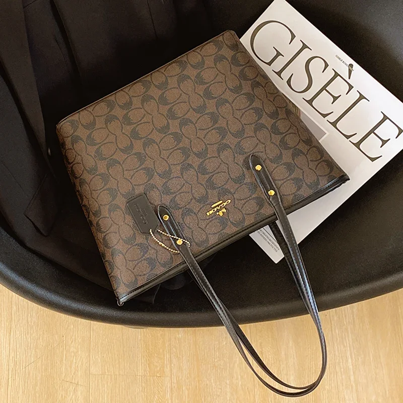 Bolsa tote popular para mulheres feita de couro genuíno com design clássico elegante de designer de luxo