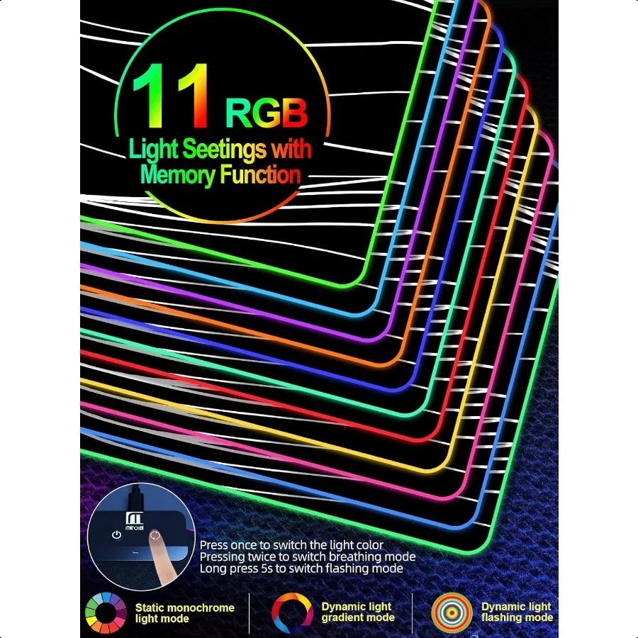 XXL-Mauspad mit Telefonhalter, RGB-Schreibtischunterlage mit 15 W Schnelllade-LED, großes Gaming-Mauspad mit 11 Lichtern, Farben, lange Maus