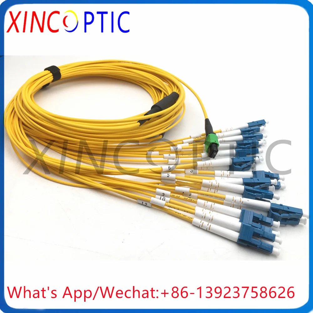 24Core MPO(F) to 24LC/ST/FC/SCAPC 10G SM Harness Fan-out Fiber Optic Cable,24C 0.5/1M APC Female Standard Loss Fibre Pigtail