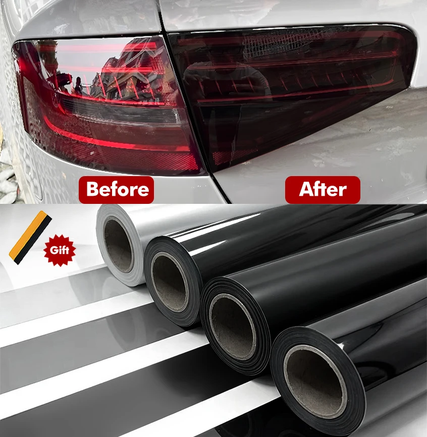 Gloss Transparent Light Black Smoke PVC Film Tint Headlight Taillight Wrap Cover Films Foil Sticker Auto Tailing Lamp Stickers