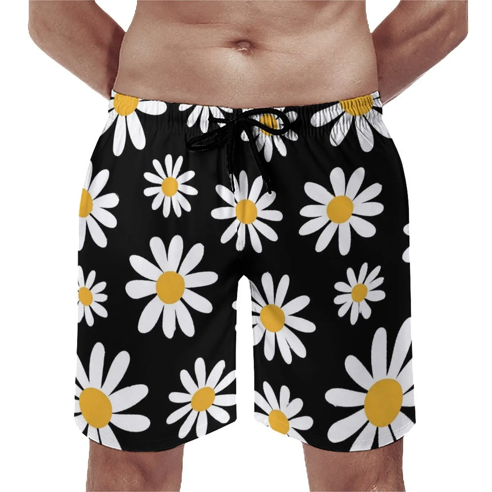 Summer Board Shorts Retro Flower Surfing Spring Daisies Floral Beach Shorts Classic Quick Drying Swimming Trunks Big Size