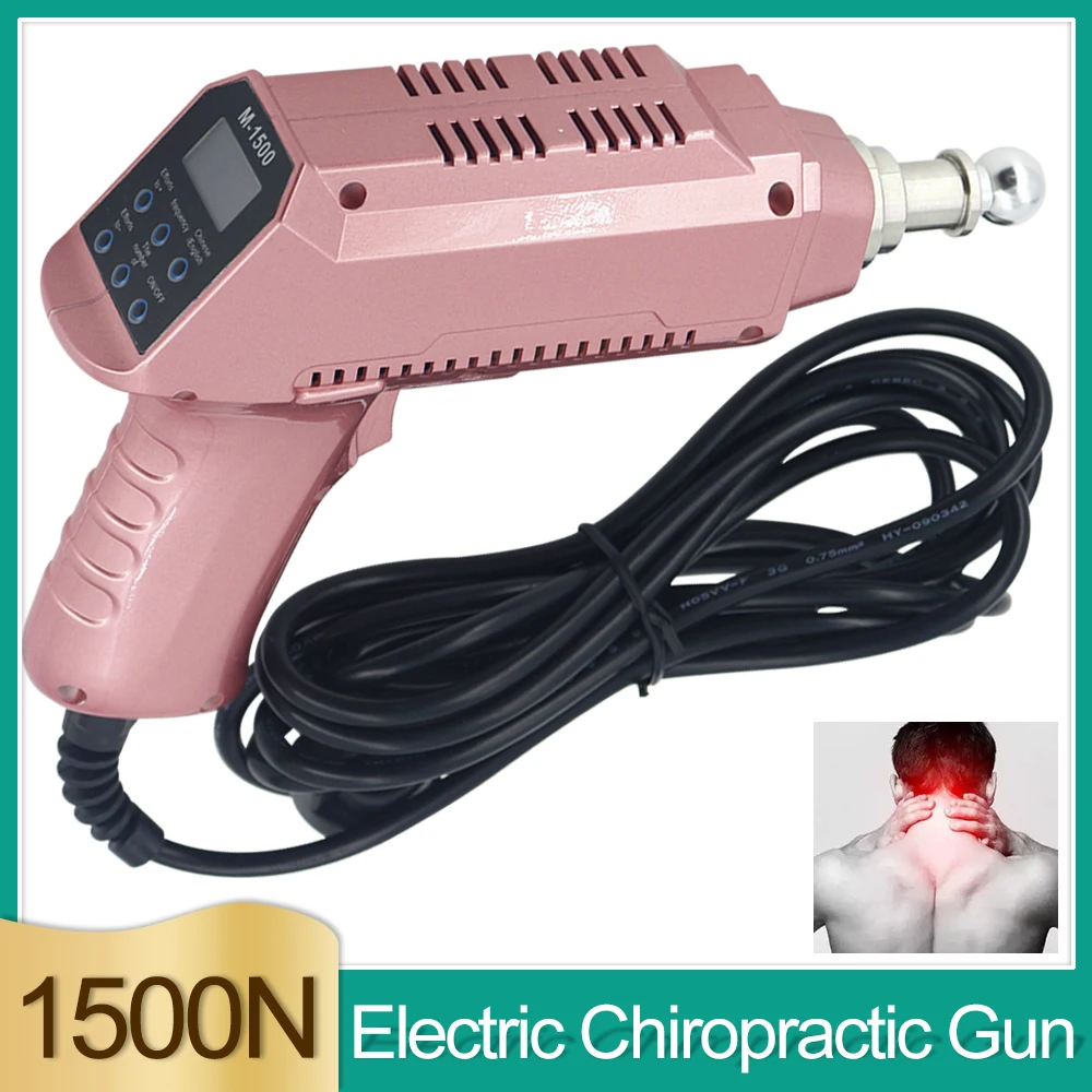 New Electric Chiropractic Gun 1500N Massage Tools 6 Heads Spine Correction 30 Levels Of Strength Cervical Adjustable Massager