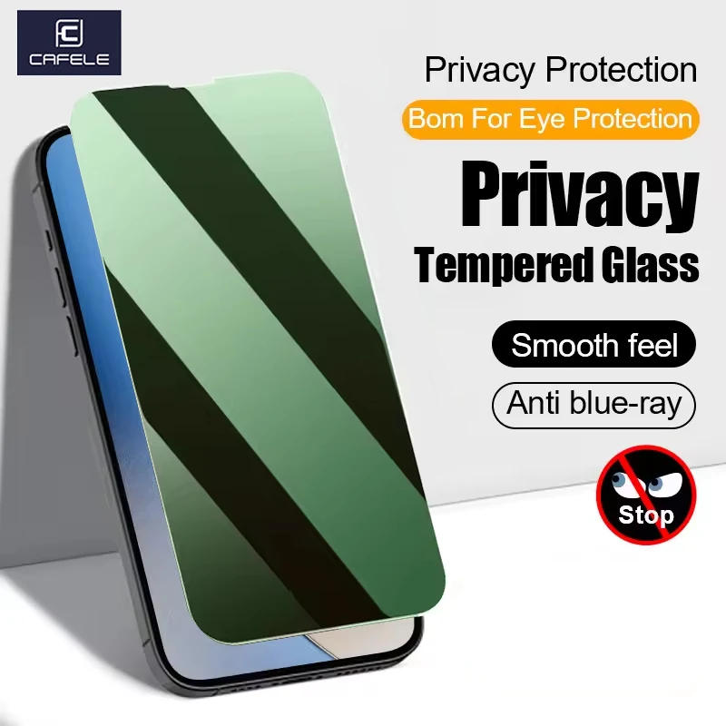 

CAFELE Anti Blue Light Privacy Tempered Glass for iPhone 16 Pro Max 16 Plus Eye Protection Clear Green Screen Protector