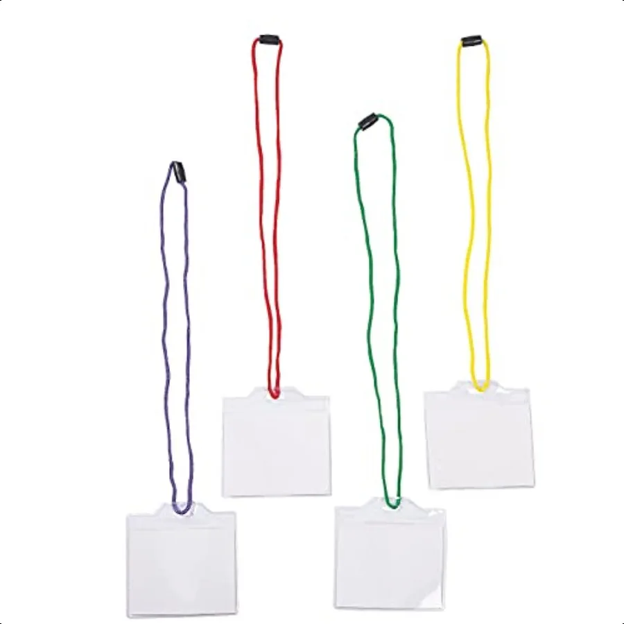 

Colorful Badge Holders Set of 12 on 30 inch Cords Classroom Event and Office plies