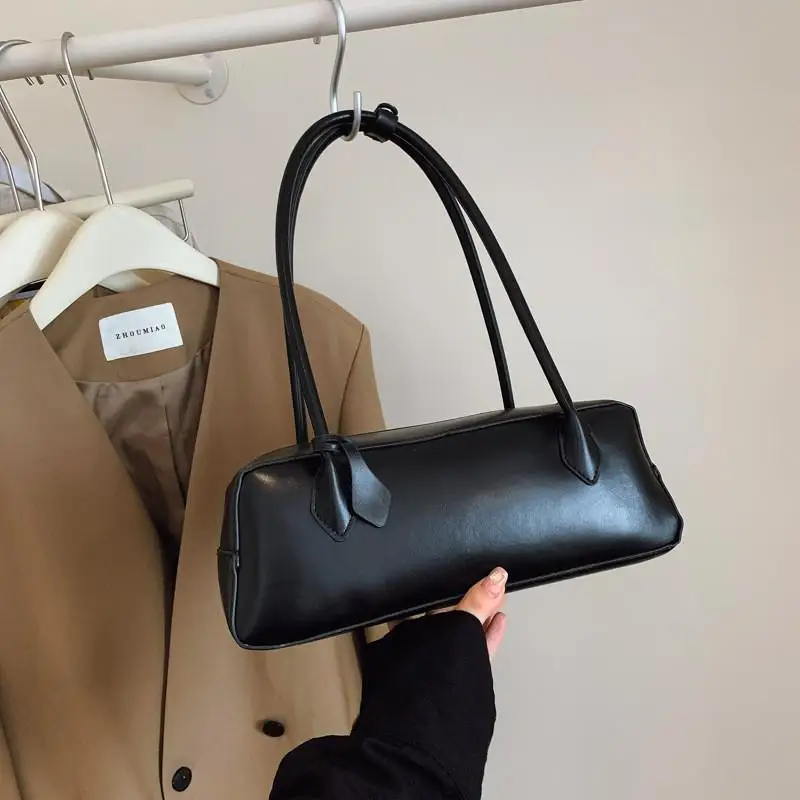 

Модная однотонная сумка-багет для женщин, сумка через плечо в стиле ретро, большая вместительная, из полиэстера