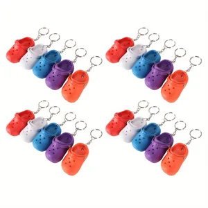 20Pcs Slipper Keychain Assorted Colors Soft Flexible Silicone Sturdy Hole Shoes Keychain for Bag Backpack Clothes