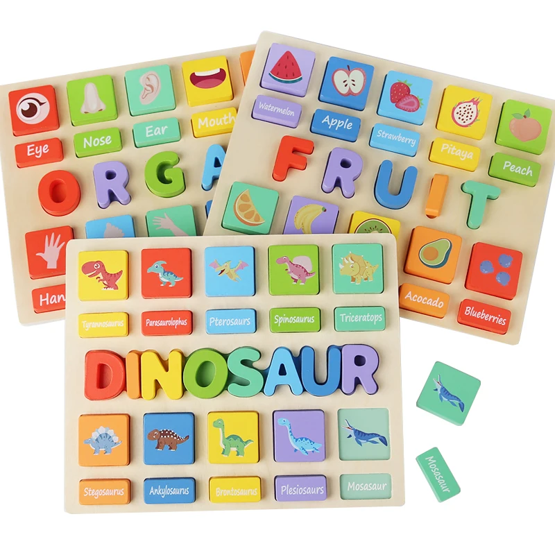 

Montessori Kids Puzzle Toys Shape Matching Games Letters Cognitive Color Sensory Parish Iearning Training Wood Educational Toys