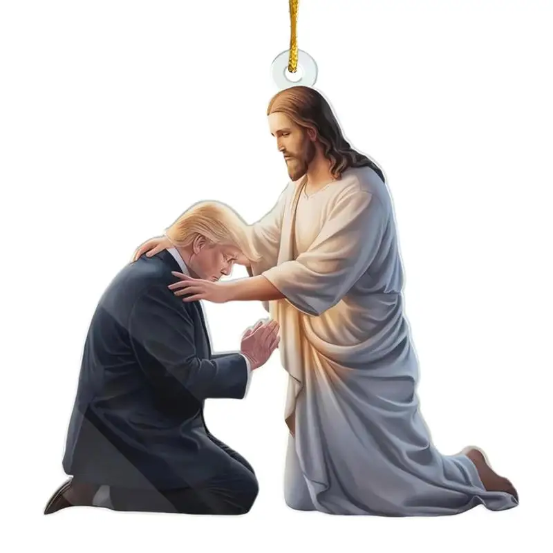 Jesus President Ornament Acrylic 2D President Christmas Ornaments Presidential Election Ornament Funny Christian Christmas