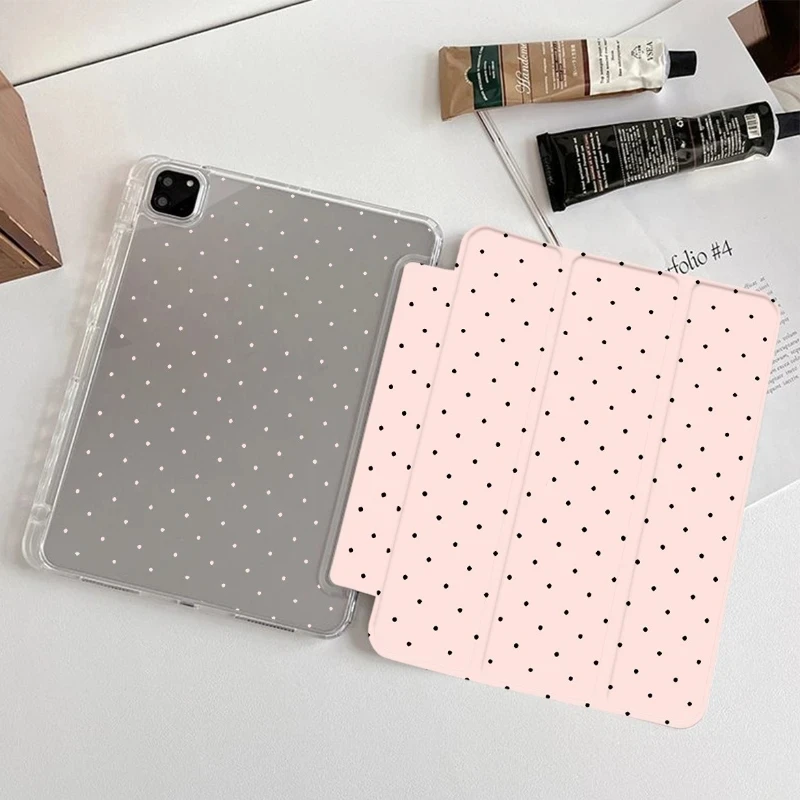 Polka Dots for IPad Mini6 8.3 10.2 7/8/9th Pro 10.5 10th 10.9 Air11/13 IPad Pro11 2024 A16 2025 11th with Pencil Holder Cover
