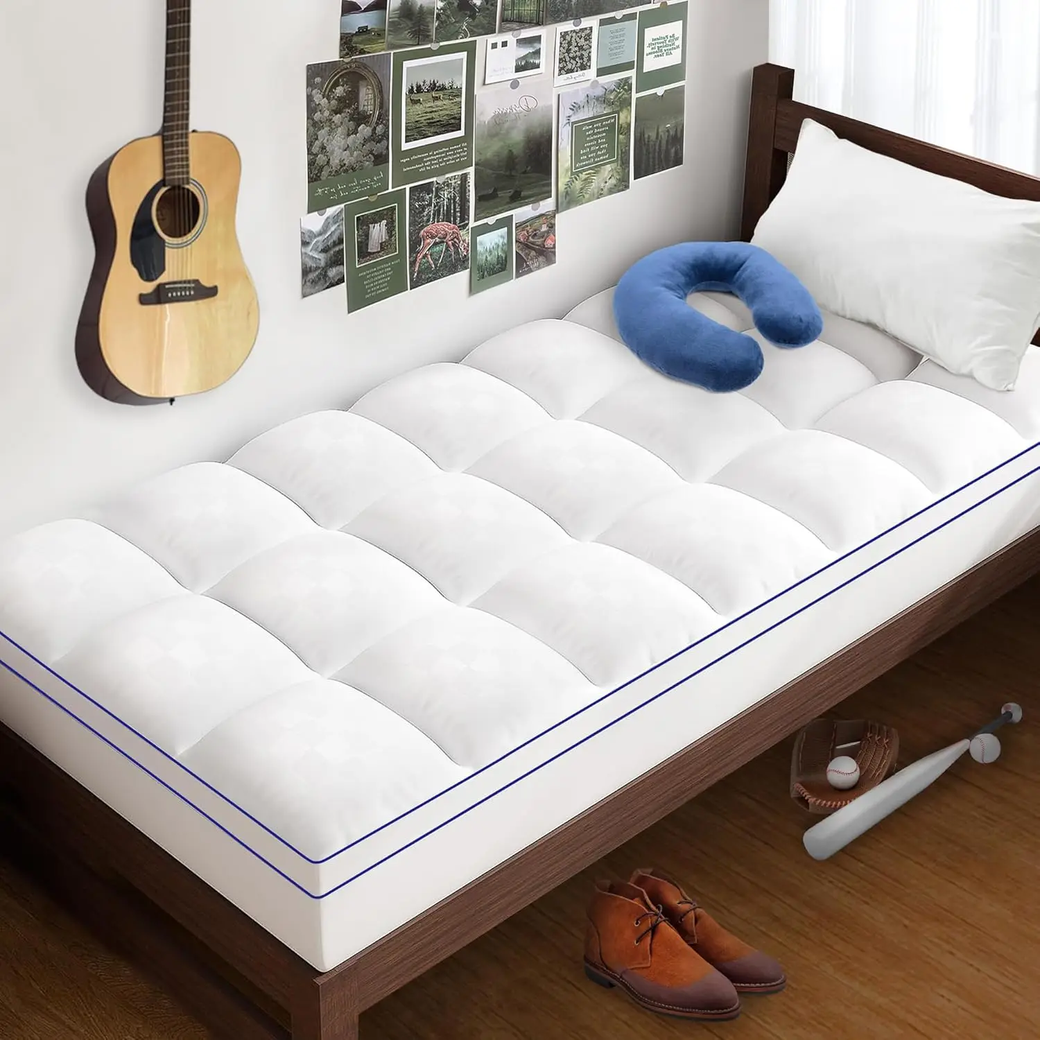 

Mattr Topper Twin Xl для комнаты в общежитии колледжа, Extra Thi Pillow Top Twin Extra Long Mattr Pad Cover, глубокий карман 6-21 H, 39 X 80