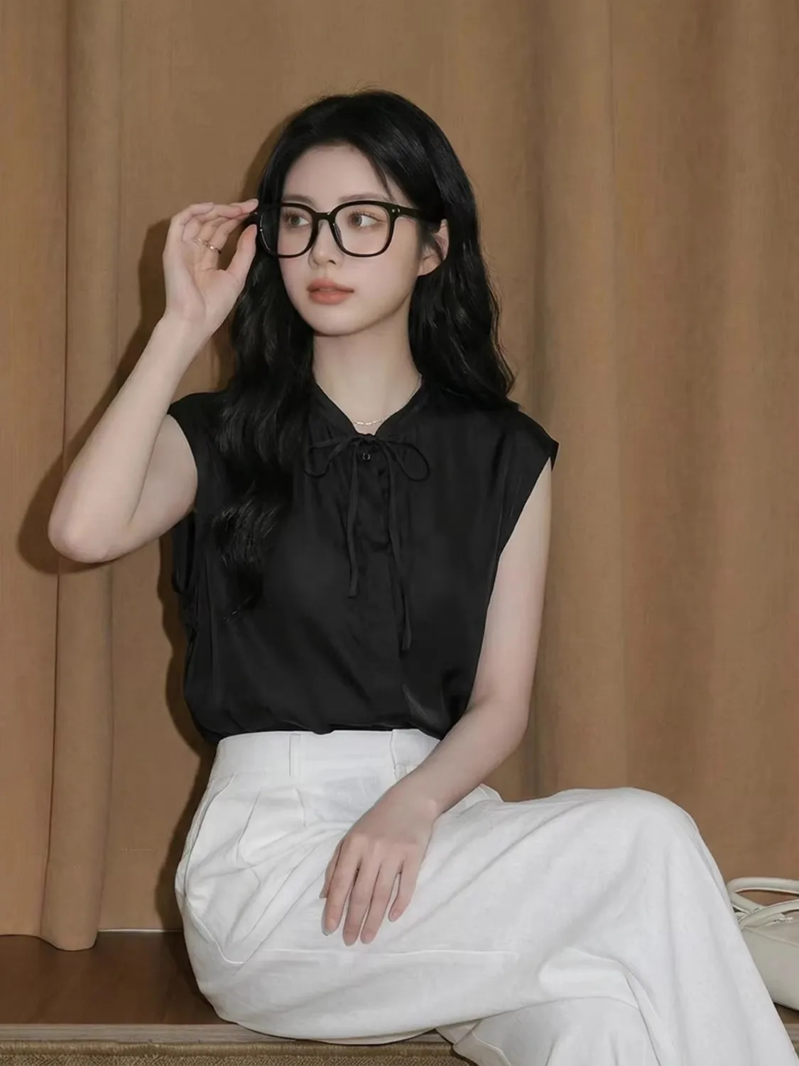 

Loose Faionable ort Sve irt Women's Design Sense Belted Flng Sve Summer New plus Size Ele Top Korean Sle