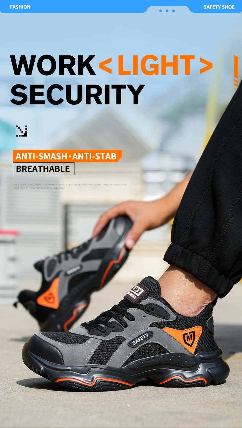 Work Safety Shoes Breathable Men Work Protective Sneakers Anti-Puncture Work Shoes Male Steel Toe Outside Sport Shoes