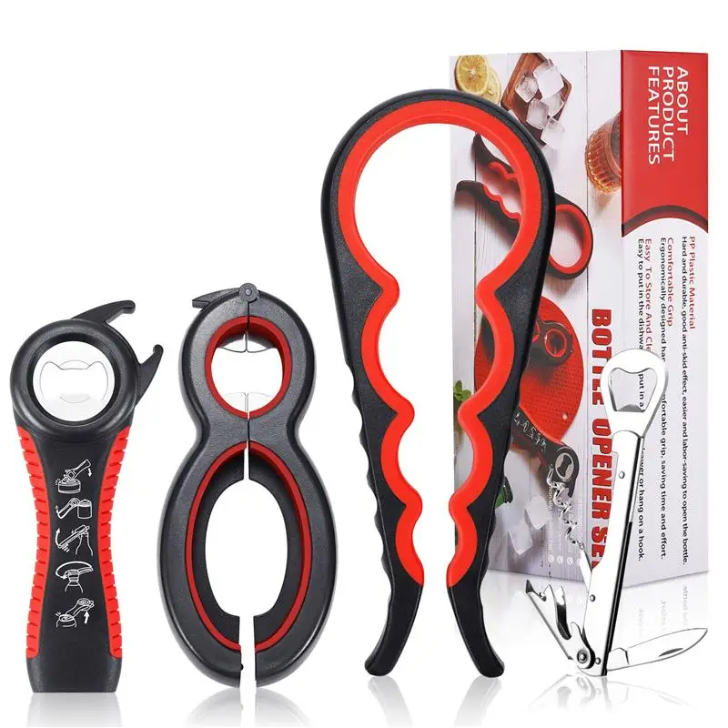 Multifunctional Bottle Opener Set Easy Grip Twist Off Lid Quick Opening Jar Portable Non Slip Beer Wine Bottles Openers Gripper