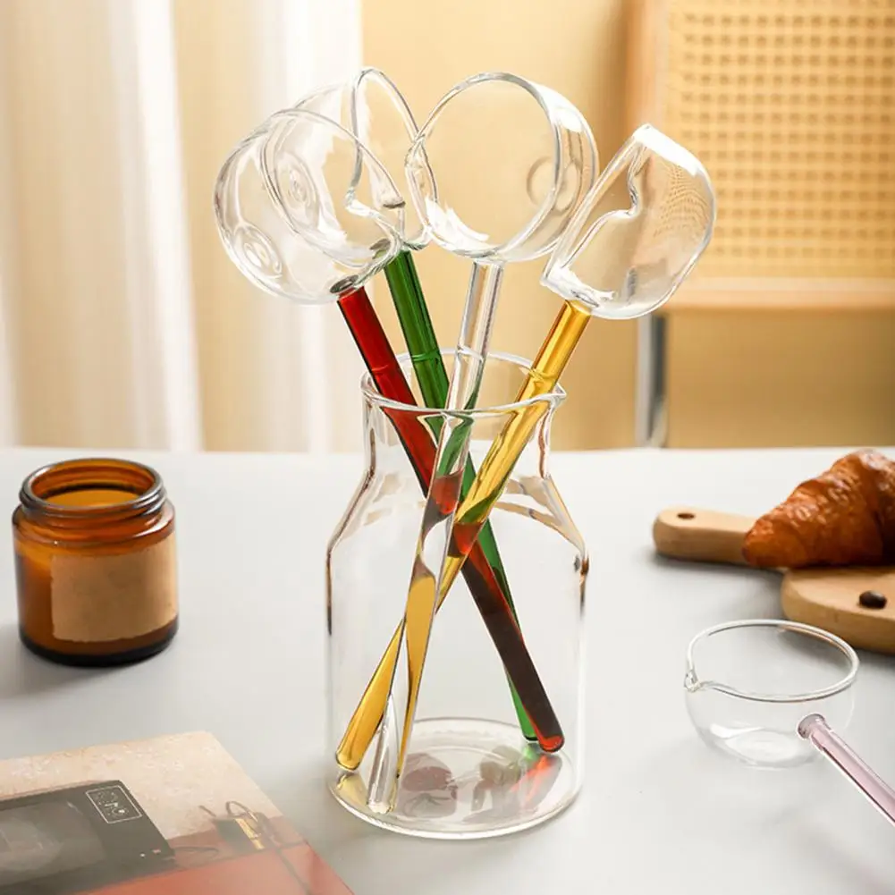 Handmade Glass Long Handle Spoon for Cooking Heat-Resistant Kitchen Utensil for Stirring Serving Scooping Unique Gift for Chefs