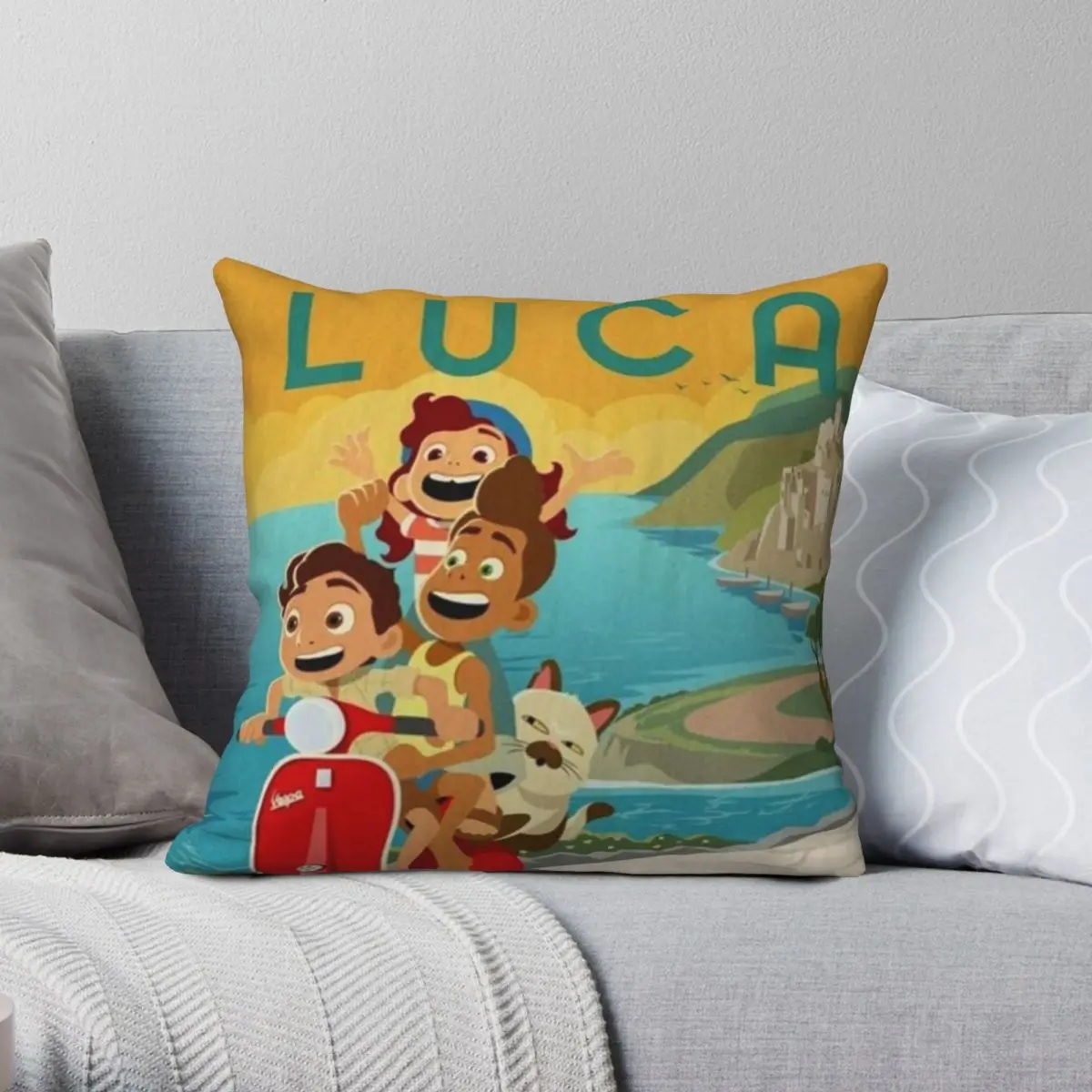 

Luca Friends Island Square Pillowcase Polyester Linen Velvet Creative Zip Decorative Pillow Case Home Cushion Case