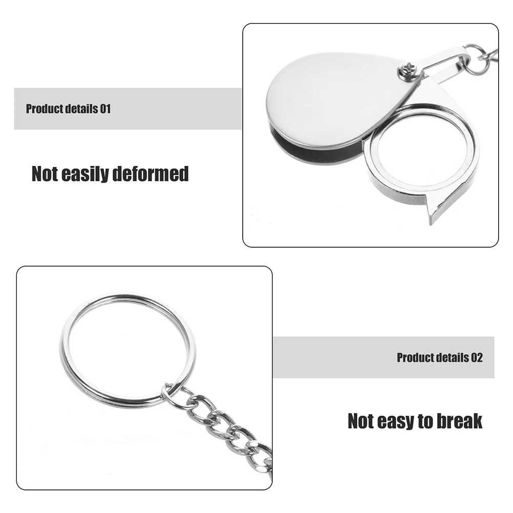 2 Stücke Falttaschenlupe 10x Optische Glaslinse Schlüsselanhänger Schmuck Münzen Miniaturmalerei Tragbare Lupe