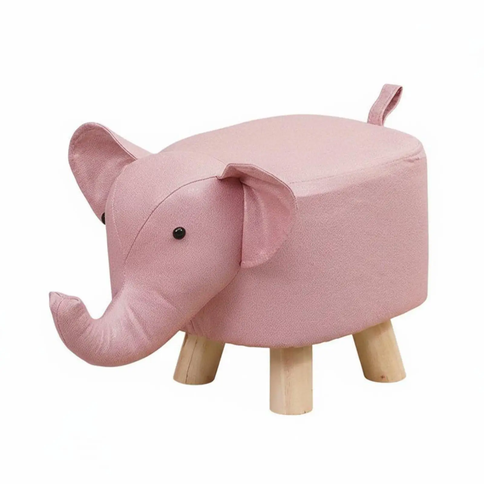 Upholstered Fabric Elephant Bench Animal Design Stool Chair Wood Leg Padded Seat for Kids Play Zone Furniture