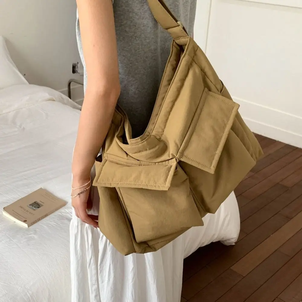 

Large Capacity Nylon Crossbody Bag Multiple Pockets Sports Men Shoulder Bag Waterproof Harajuku Canvas Messenger Bag Unisex