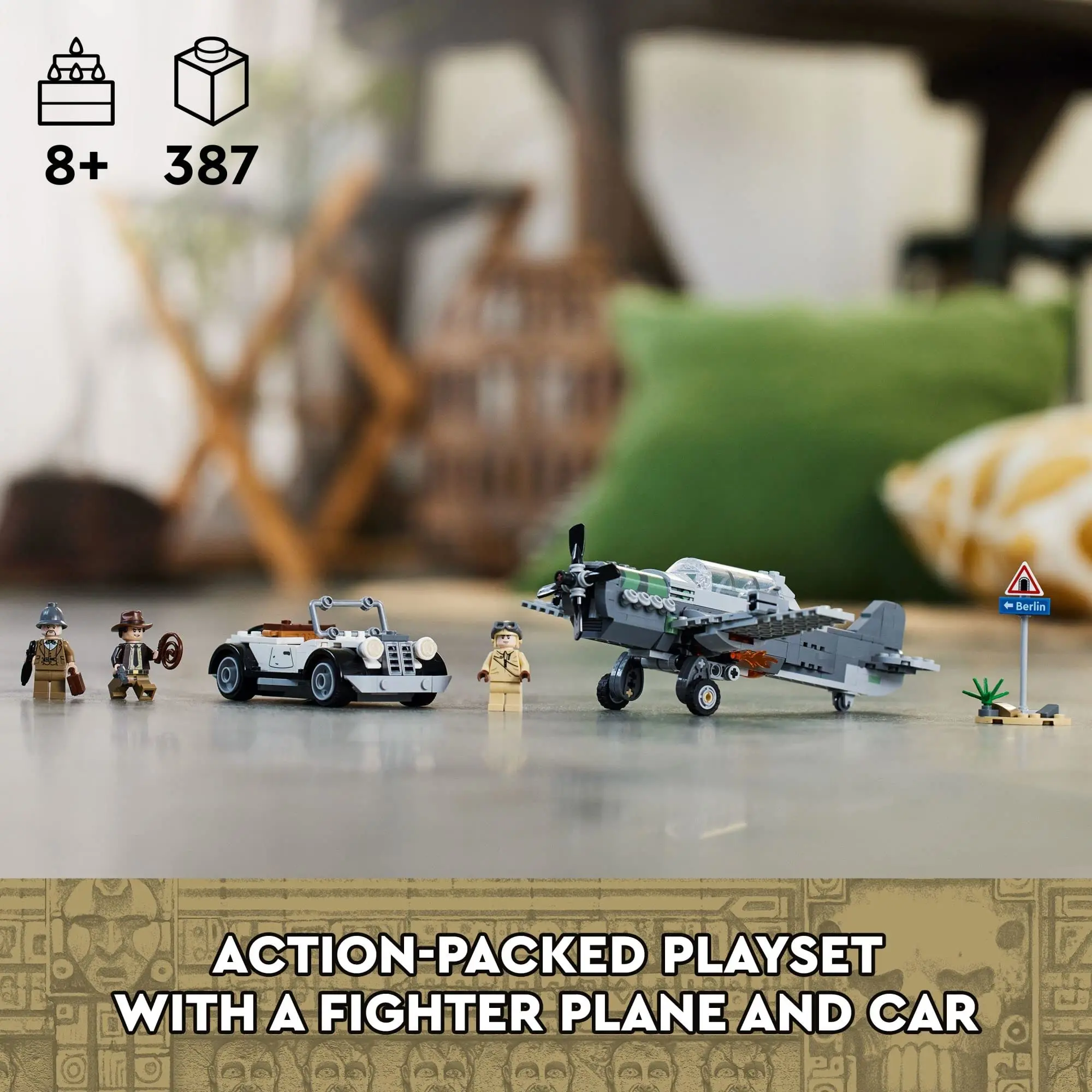 LEGO Fighter Plane Chase 77012 Indiana Jones & the Last Crusade Building Set Featuring a Buildable Car Airplane 3 Minifigures