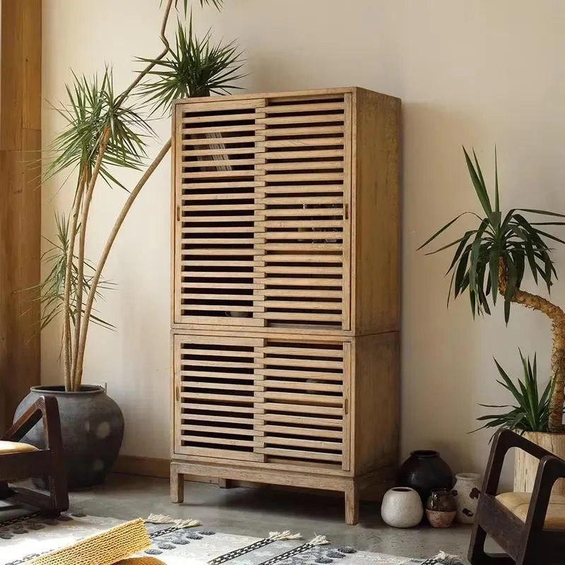 Chinese Antique Style Living Room Display Cabinet Solid Wood Household Furniture Storage Showcase