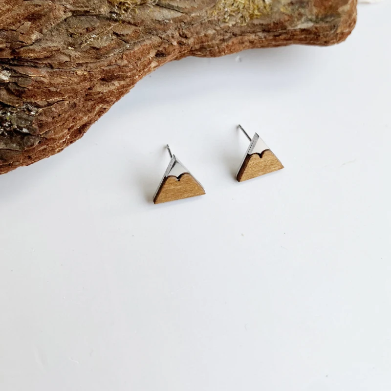 أقراط خشبية على شكل جبل ثلجي دروبشيبينغ مجوهرات طبيعية صديقة للبيئة للنساء مجوهرات أذن عصرية بسيطة