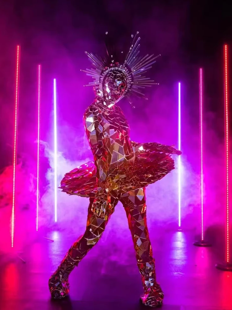 Jupe de Costume à paillettes argentées, brillante, spectacle sur scène, danse mécanique, Troupe de danse Laser, spectacle Laser de luxe, film comme Dj pour femmes