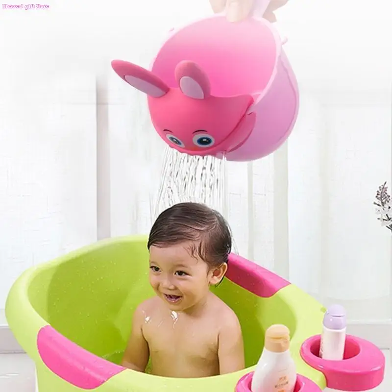 D0JC Baby Bath Waterfall Rinser Kids Shampoo Rinse Cup Cartoon Shower Washing for Head Watering Spoon Bathing Cups