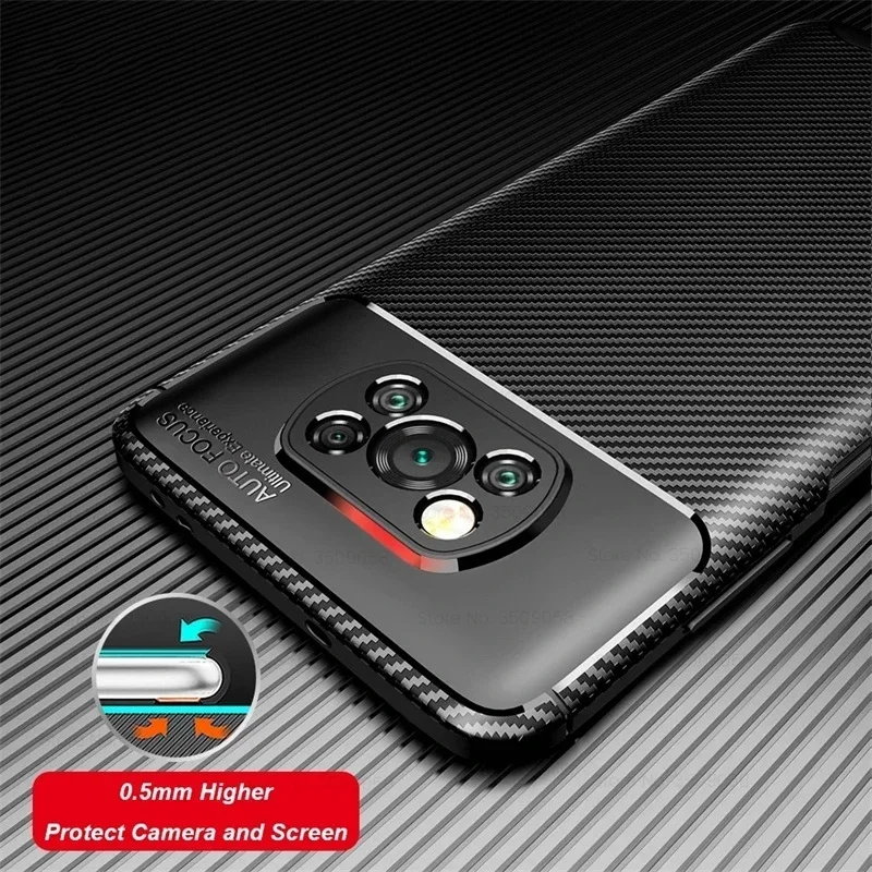X3Poco حافظة ممتصة للصدمات من السيليكون رفيعة من ألياف الكربون مضادة للخبط حماية لهاتف Xiaomi Poco X3 Pro 3X X 3 NFC PocoX3 NFS Para Fundas