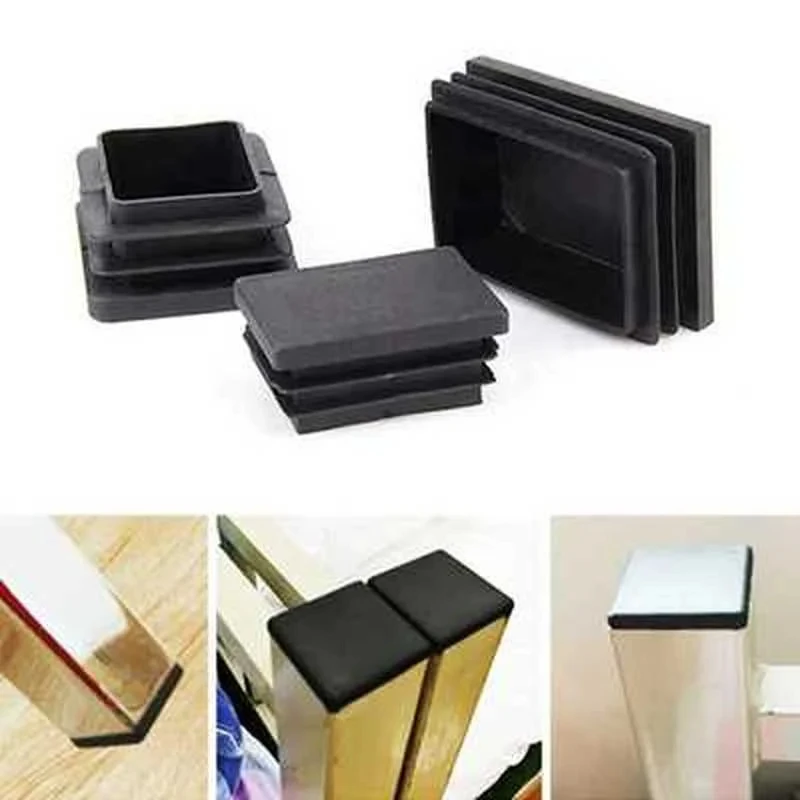 Factory WholesaleRectangle Plastic Black Blanking End Caps Furniture Leg Tube Pipe Inserts Plugs Bung Decorative Dust Cover