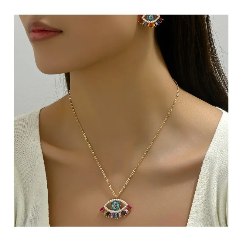 

Серьги-колье в стиле хип-хоп с простым дизайном, женские, с инкрустацией в виде ангельского глаза, универсальные длинные серьги-колье с бриллиантами