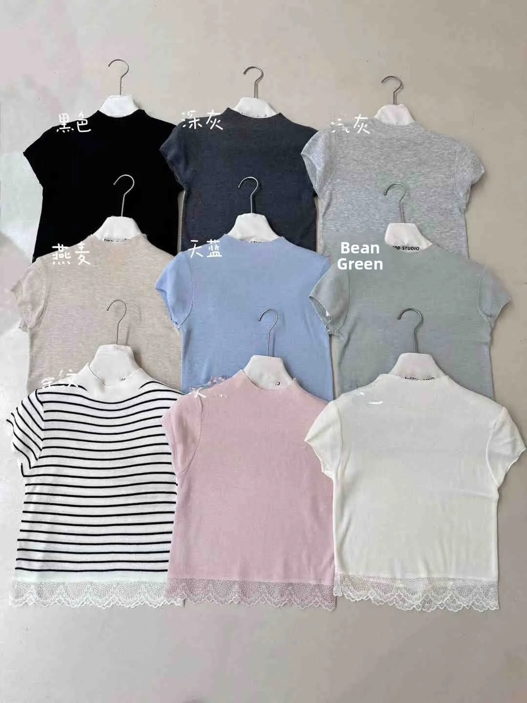 Koreanische Chic Gestreiften Farbe Blo ort Sve T-shirt frauen Sommer Slim Fit Gestrickte Körper Spitze ter Ne Splice Top