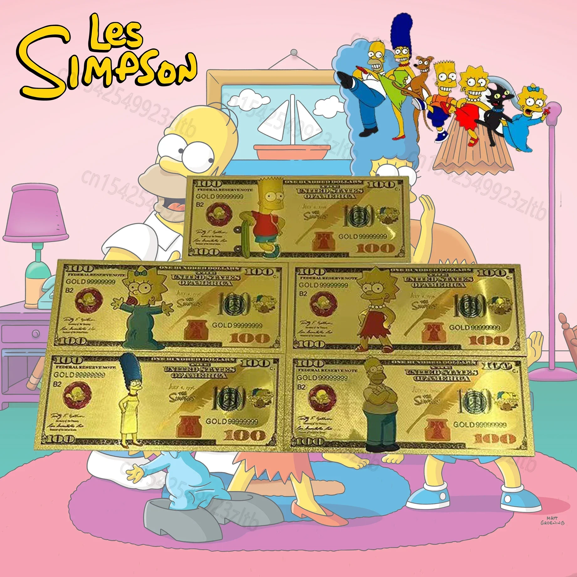 

New Classic Animation Simpsons Gold Foil Commemorative Banknote Cartoon Character Series Collection Between Friends To Send Gift