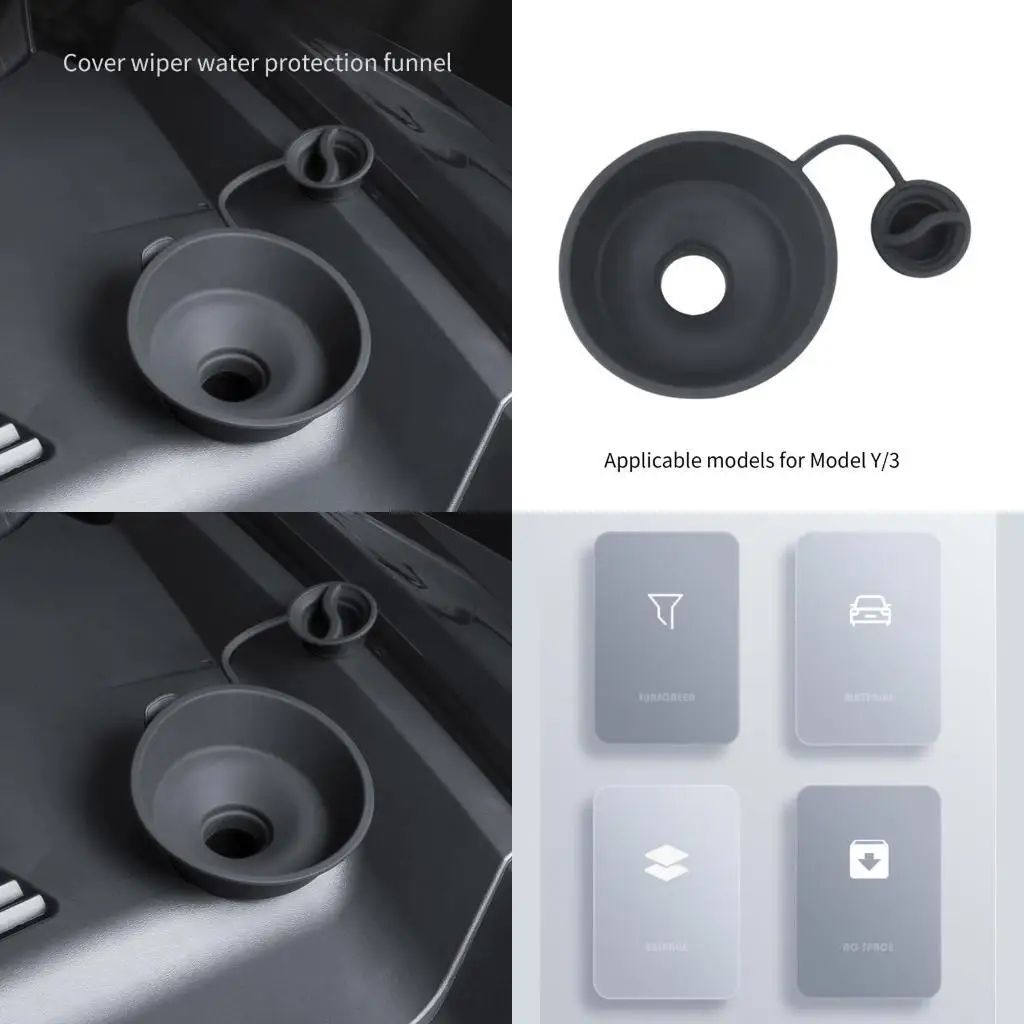 

31BC Convenient Glass Water Filling Port Funnel Net Compatible for Car 3/Y Owners Easily Fill Your Windshield Washer Fluid