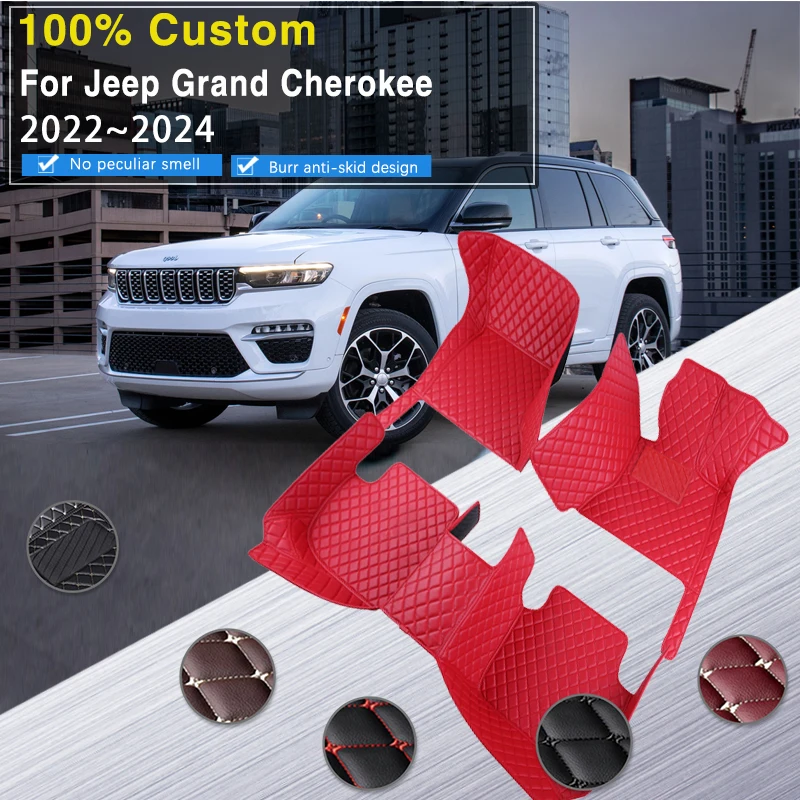 Luxury Car Floor Mats For Jeep Grand Cherokee WL MK5 2022 2023 2024 Dirt-resistant Pads Floor Carpets Foot Mats Car Accessories